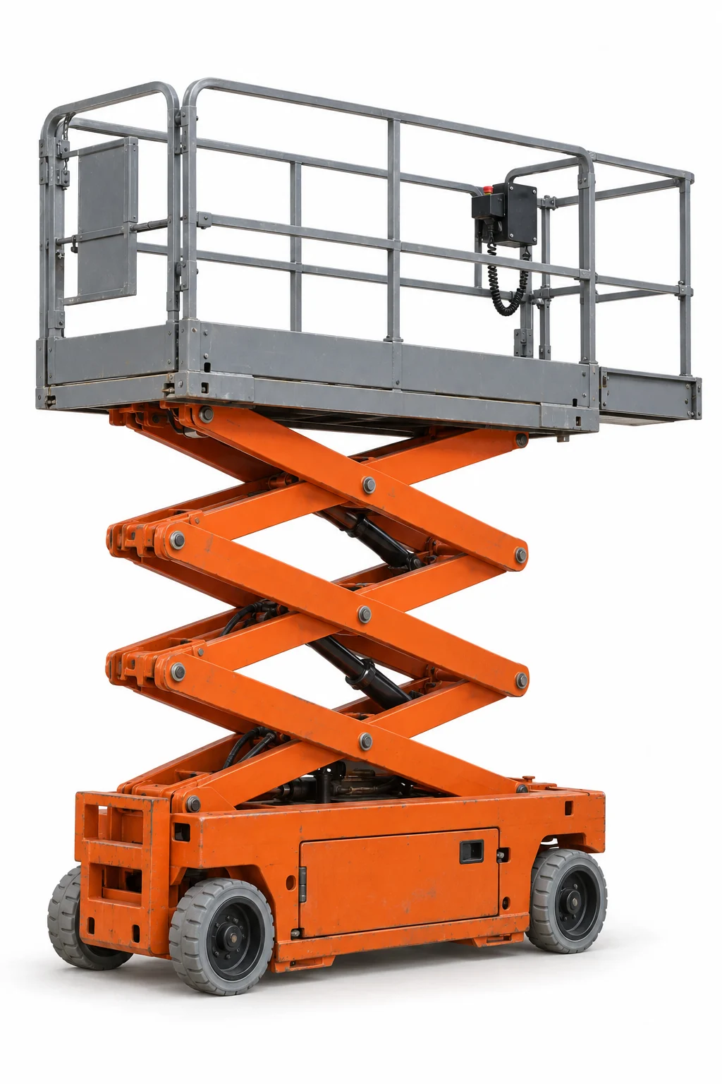 Electric scissor lift with a raised platform